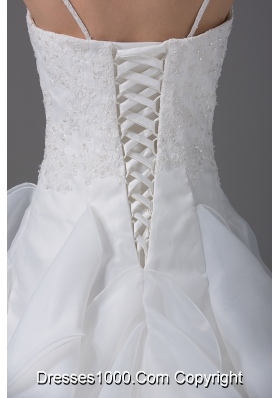 Appliques With Beading Ruffles Spaghetti Straps Wedding Dress