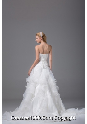 Appliques With Beading Strapless Ruffles Wedding Dress