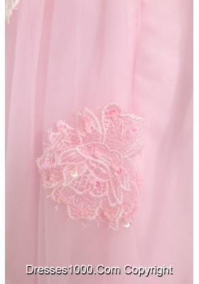 Baby Pink Sweetheart Appliques Organza Prom Dress