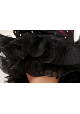 Beading and Ruffles Black High-low Sweetheart Column Prom Dress