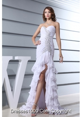 Beading White Sweetheart Mermaid  Brush Train 2013 Beautiful Prom Dress