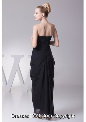 Black Column Strapless Ruching Prom Dress