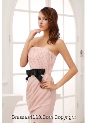 Pink Empire Belt and Ruching Strapless long 2013 Prom Dress