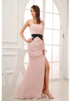 Pink Empire Belt and Ruching Strapless long 2013 Prom Dress