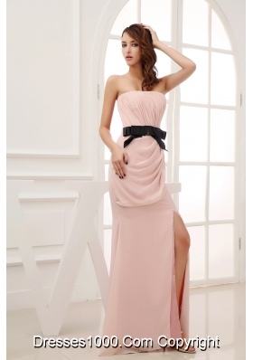 Pink Empire Belt and Ruching Strapless long 2013 Prom Dress