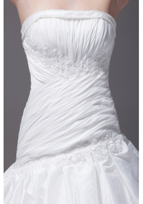 Pick-ups A-line Court Train Strapless Wedding Dress