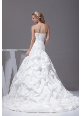 Pick-ups A-line Court Train Strapless Wedding Dress