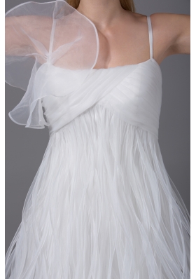Princess Spaghetti Straps Special Fabric Wedding Dress