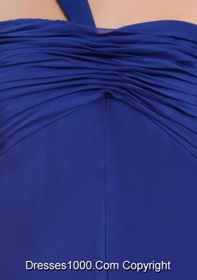 Royal Blue Chiffon One Shoulder Ruching Prom Dress