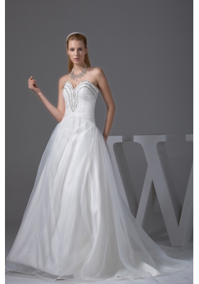 Ruching Beading Sweetheart A-line Wedding Dress