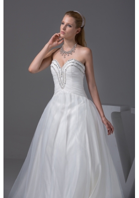 Ruching Beading Sweetheart A-line Wedding Dress