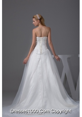 Ruching Beading Sweetheart A-line Wedding Dress