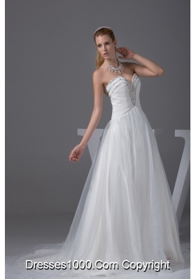 Ruching Beading Sweetheart A-line Wedding Dress