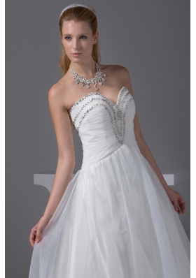 Ruching Beading Sweetheart A-line Wedding Dress