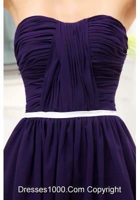 Ruching Empire Purple Strapless short 2013 Prom Dress