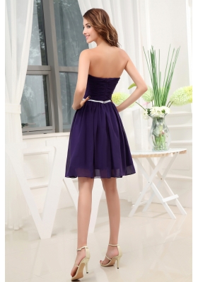 Ruching Empire Purple Strapless short 2013 Prom Dress