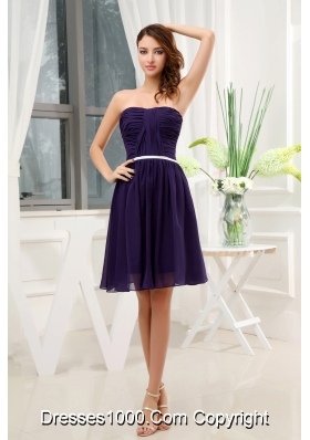 Ruching Empire Purple Strapless short 2013 Prom Dress