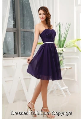 Ruching Empire Purple Strapless short 2013 Prom Dress