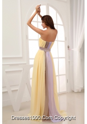 Ruching Strapless Multi-color long 2013 Elegant Prom Dress