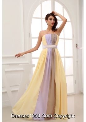 Ruching Strapless Multi-color long 2013 Elegant Prom Dress