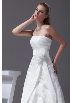 Sash Ruffled Layers A-line Brush Train Wedding Dress