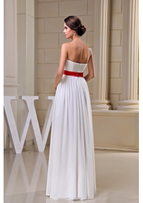 Strapless Beading Belt Chiffon Wedding Dress