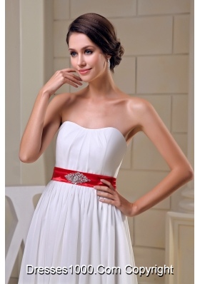 Strapless Beading Belt Chiffon Wedding Dress