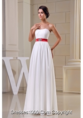 Strapless Beading Belt Chiffon Wedding Dress