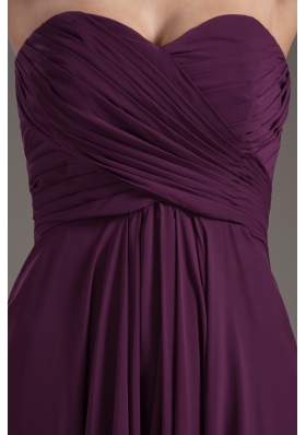 2013 Popular Bridesmaid Dress Sweetheart Empire Dark Purple Ruching Chiffon