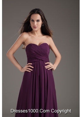 2013 Popular Bridesmaid Dress Sweetheart Empire Dark Purple Ruching Chiffon