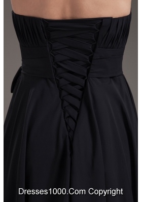 Simple Empire Black Strapless Sash With Chiffon Bridesmaid Dress