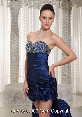 High-low Sweetheart Beading Flower Decorate Prom Dress