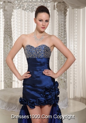 High-low Sweetheart Beading Flower Decorate Prom Dress