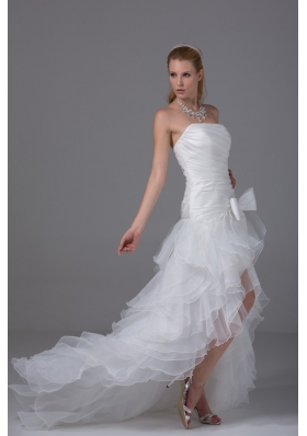 2013 Strapless Ruching and Ruffles High-low Prom Dress with Organza