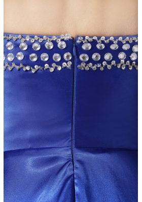 Royal Blue Beaded and Sequined Asymmetrical Sweetheart Prom Gown