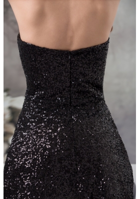 High-Low Sweetheart Sequin Watteau Train Prom Dress