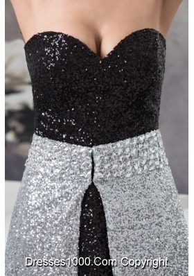 High-Low Sweetheart Sequin Watteau Train Prom Dress