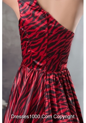 Leopard Print One shoulder High Low Sweep Train Prom Dress