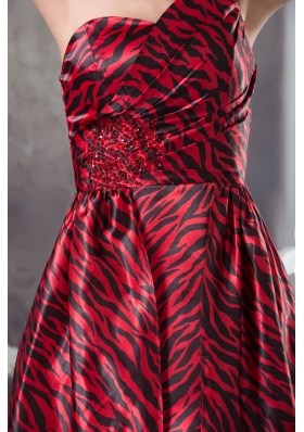 Leopard Print One shoulder High Low Sweep Train Prom Dress