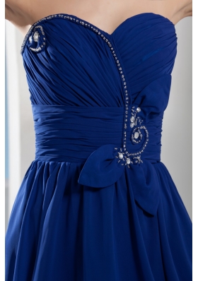 Royal Blue Sweetheart Chiffon Prom Dress with Ruching and Beading