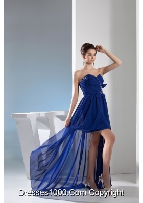 Royal Blue Sweetheart Chiffon Prom Dress with Ruching and Beading