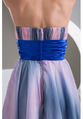 Sweetheart High Low Colorful Pringting Prom Gowns with Beaded Belt