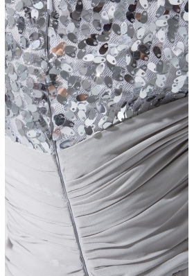 Gray Sweetheart Euching and Sequins Decorated Layers Prom Dress