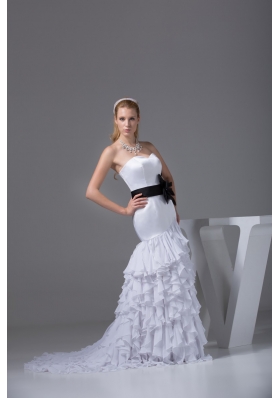 Mermaid Sweetheart Sashes Wedding Dress with Ruffled Layers in Party 2013