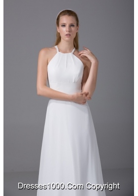 Simple Column Spaghetti Straps Court Train Wedding Dress