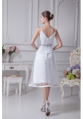 2013 Discount V-neck Short Wedding Dress with Beaded Decorate Waist