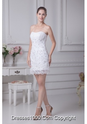 2013 Lovely Strapless Lace Short Ruching Wedding Dress