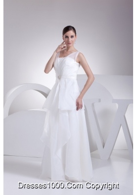 2013 Simple V-neck Beading and Ruching Chiffon Bridal Dress