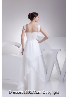 2013 Simple V-neck Beading and Ruching Chiffon Bridal Dress