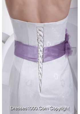 2013 Strapless Purple Sashes Mermaid Bridal Gown with Lace